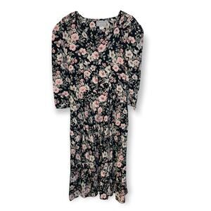Vintage 1990's E. D. Michaels Floral Dropped waist dress Sz 7-8 EUC